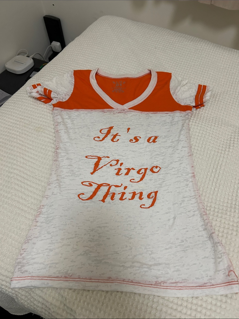 Blue 84 White and Orange "It's a Virgo Thing" Graphic Tee